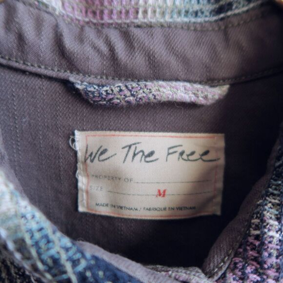 FREE PEOPLE Anneli Plaid Shirt Jacket Size M Waffle Fringe Hem Oversized Boho - Picture 9 of 11